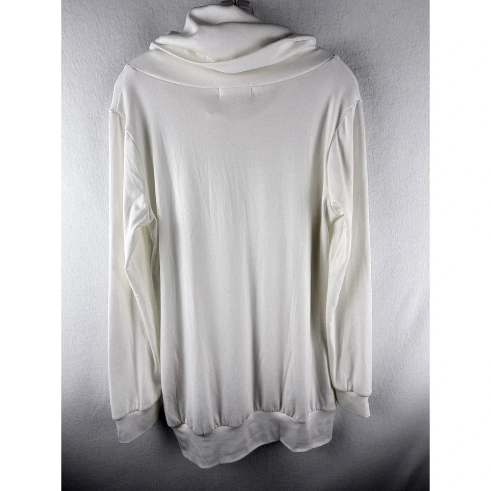 Womens‎ White Long Sleeve Cowl Neck Tunic Sz 12/14 Laganlook Super Soft Comfy